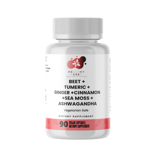 Healthy Herbs | Beet, Turmeric, Ginger, Cinnamon, Sea Moss Extract, and Ashwagandha - Cardiovascular Support