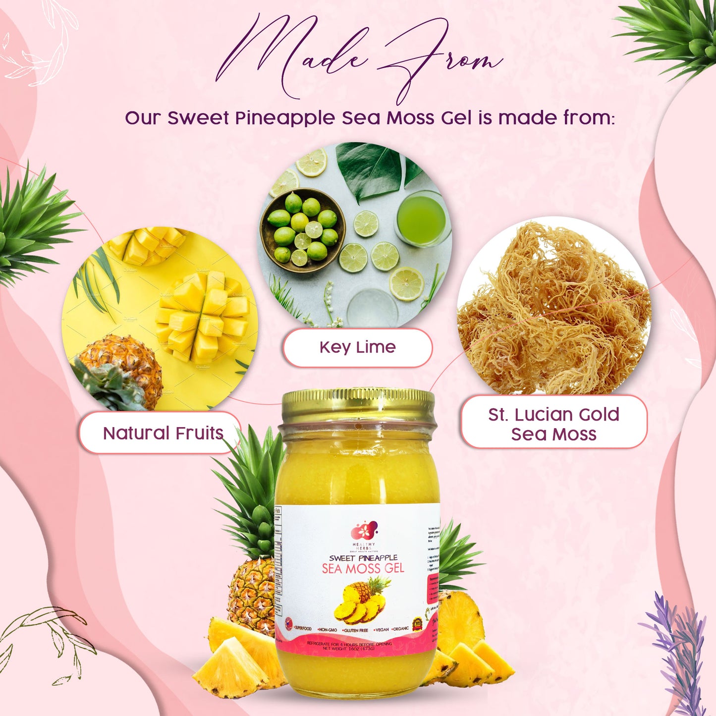 Healthy Herbs sea moss gel, yoni oils, feminine and herb products are made from 100% organic, plant based ingredients, vegan, gluten free, with no additives. Our seamoss gels are made from wildcrafted seamoss along the shorelines of Jamaica and St. Lucia