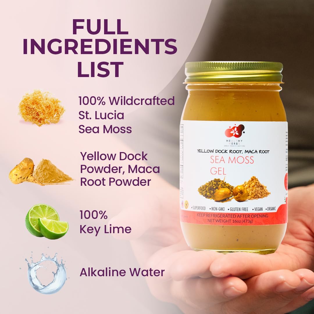 Healthy Herbs | Sea Moss Gel with Yellow Dock and Maca Root (16 oz)