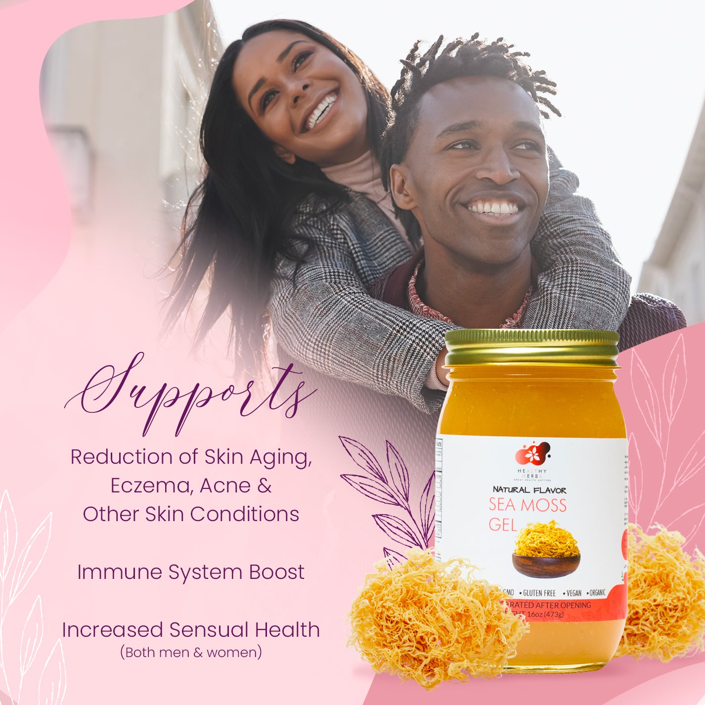 Healthy Herbs sea moss gel, yoni oils, feminine and herb products are made from 100% organic, plant based ingredients, vegan, gluten free, with no additives. Our seamoss gels are made from wildcrafted seamoss along the shorelines of Jamaica and St. Lucia