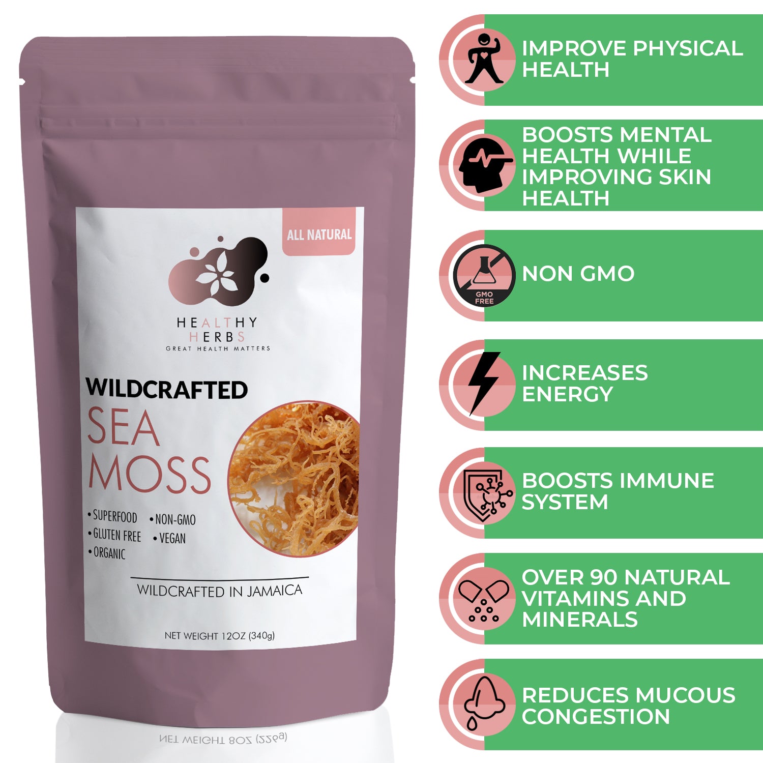 Healthy Herbs sea moss gel, yoni oils, feminine care gel and foam washes herb products are made from 100% organic, plant based ingredients, vegan, gluten free, with no additives. Our seamoss gels are made from wildcrafted seamoss along the shorelines of Jamaica and St. Lucia containing over 90% of the essential vitamins and minerals the body needs. Some of our herbs include mint, calendula, lavender, elderberry, turmeric, yellow dock, spirulina, moringa, ashwagandha, rose, aloe vera, and tea tree.