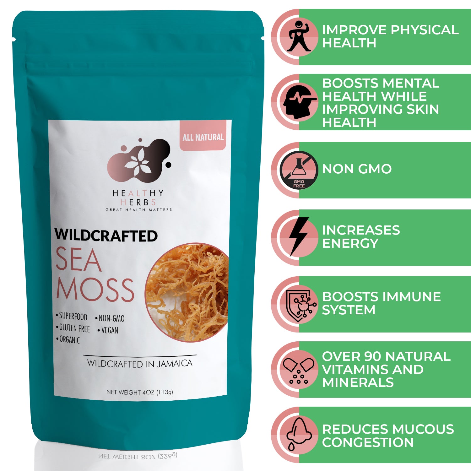 Healthy Herbs sea moss gel, yoni oils, feminine care gel and foam washes herb products are made from 100% organic, plant based ingredients, vegan, gluten free, with no additives. Our seamoss gels are made from wildcrafted seamoss along the shorelines of Jamaica and St. Lucia containing over 90% of the essential vitamins and minerals the body needs. Some of our herbs include mint, calendula, lavender, elderberry, turmeric, yellow dock, spirulina, moringa, ashwagandha, rose, aloe vera, and tea tree.