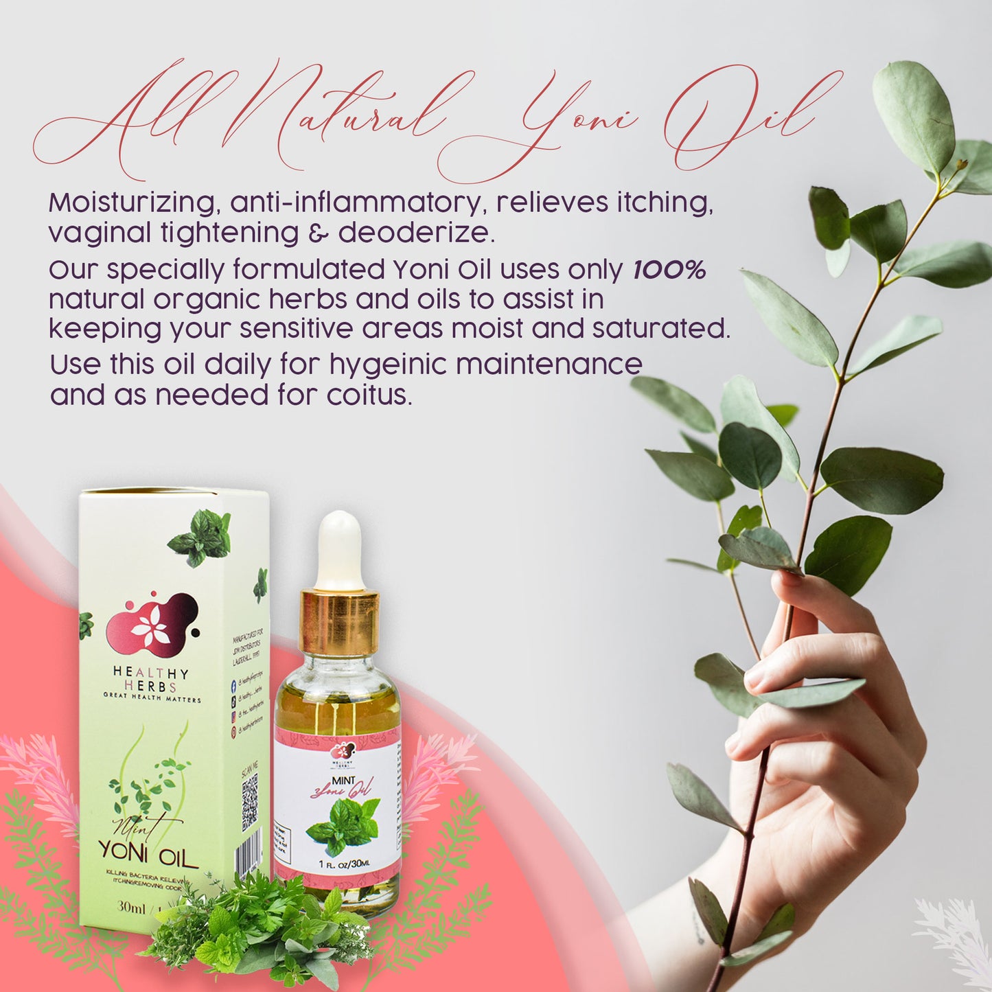 Healthy Herbs sea moss gel, yoni oils, feminine care gel and foam washes herb products are made from 100% organic, plant based ingredients, vegan, gluten free, with no additives. Our seamoss gels are made from wildcrafted seamoss along the shorelines of Jamaica and St. Lucia containing over 90% of the essential vitamins and minerals the body needs. Some of our herbs include mint, calendula, lavender, elderberry, turmeric, yellow dock, spirulina, moringa, ashwagandha, rose, aloe vera, and tea tree.