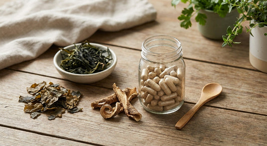 Sea moss, burdock root, and bladderwrack capsule label guide
