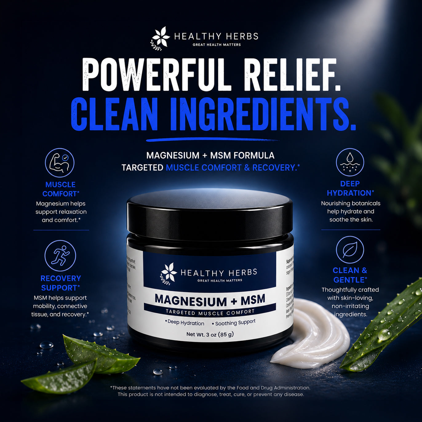 Healthy Herbs | Magnesium + MSM Topical Cream 3oz
