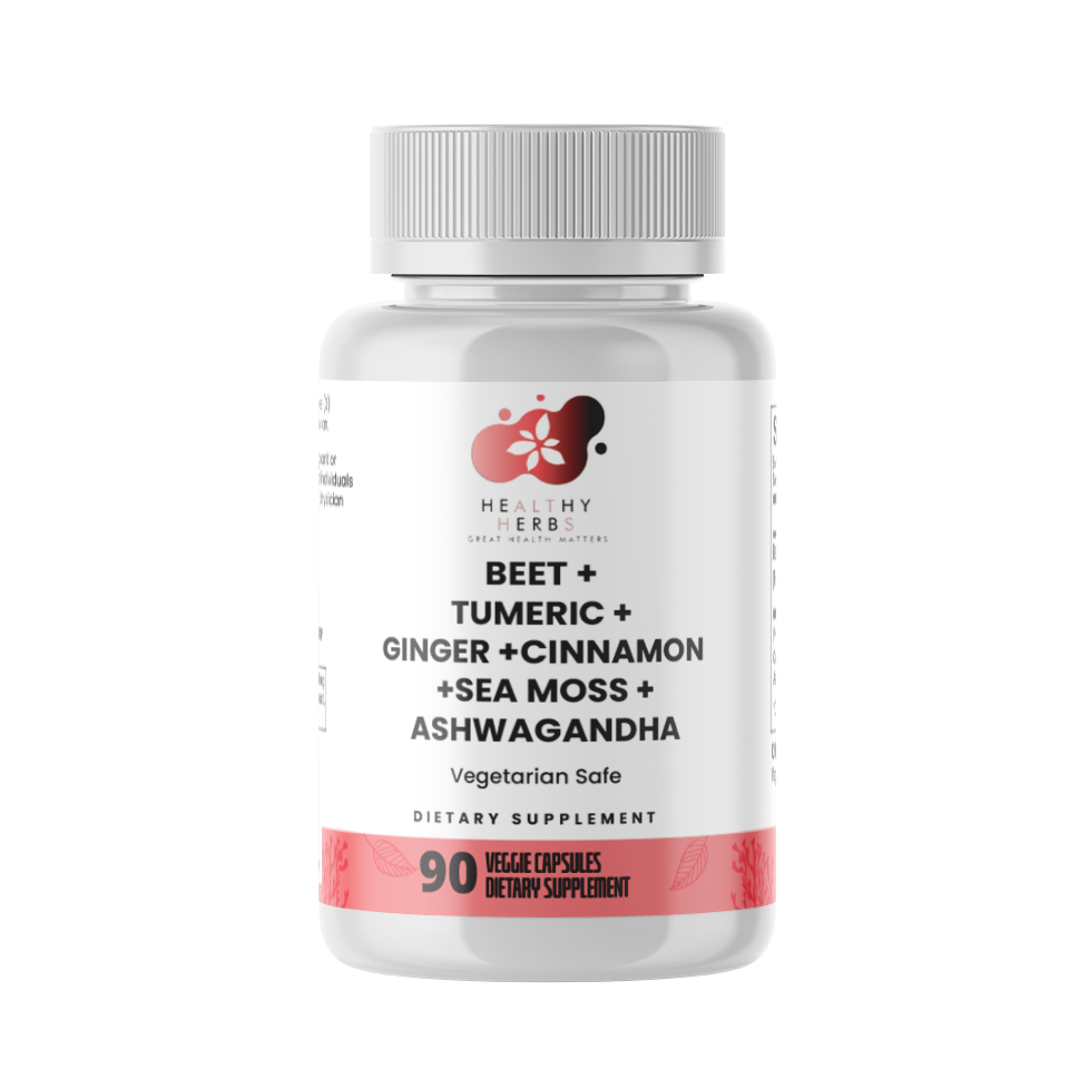 Healthy Herbs | Beet, Turmeric, Ginger, Cinnamon, Sea Moss Extract, and Ashwagandha - Cardiovascular Support