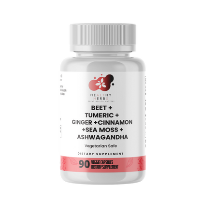 Healthy Herbs | Beet, Turmeric, Ginger, Cinnamon, Sea Moss Extract, and Ashwagandha - Cardiovascular Support