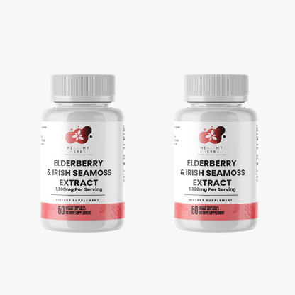 Healthy Herbs | Elderberry & Irish Sea Moss Extract - Immune and Thyroid Support 60 Capsules