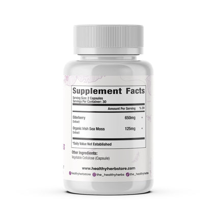 Healthy Herbs | Elderberry & Irish Sea Moss Extract - Immune and Thyroid Support 60 Capsules