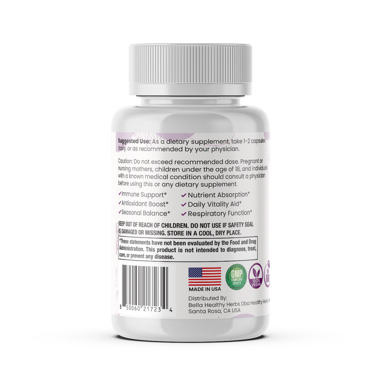 Healthy Herbs | Elderberry & Irish Sea Moss Extract - Immune and Thyroid Support 60 Capsules