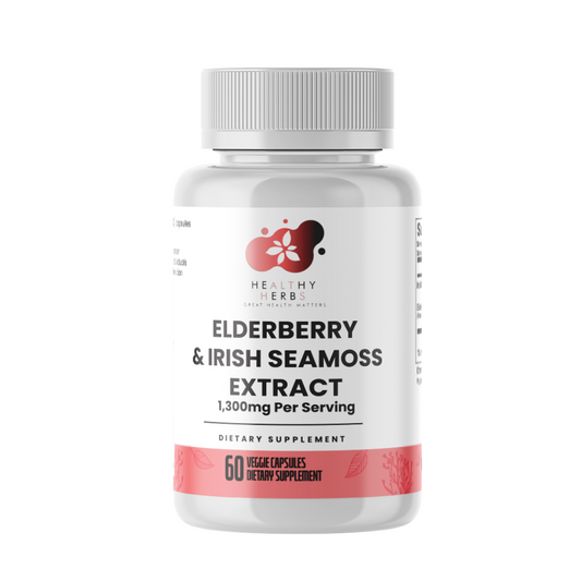 Healthy Herbs | Elderberry & Irish Sea Moss Extract - Immune and Thyroid Support 60 Capsules