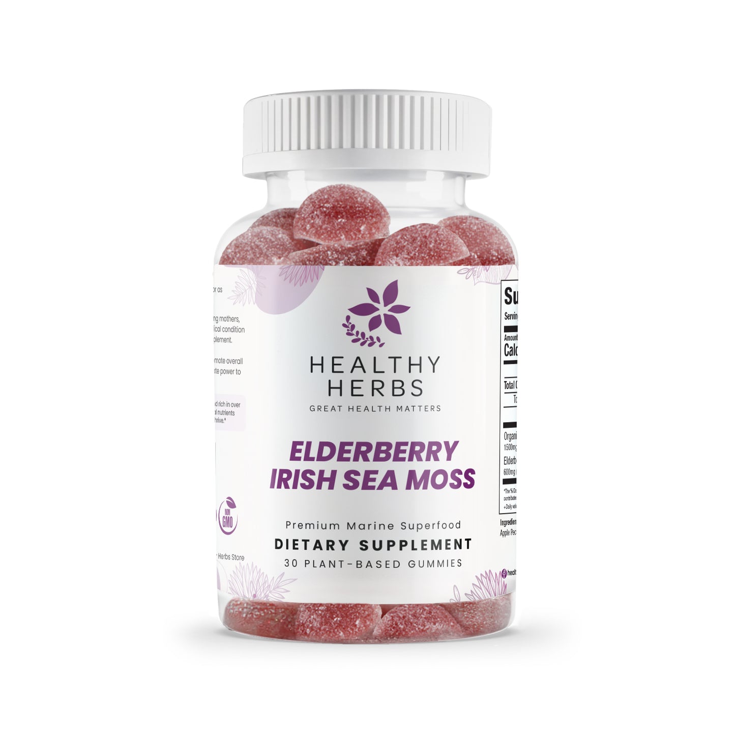 Healthy Herbs | Elderberry & Irish Sea Moss Gummies | 30 Servings (2100mg)