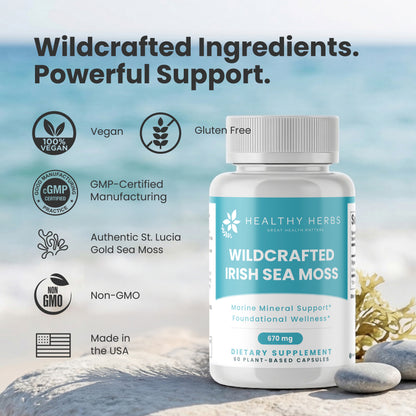 Healthy Herbs | Pure Sea Moss Capsules 670mg (60ct) 30-Servings