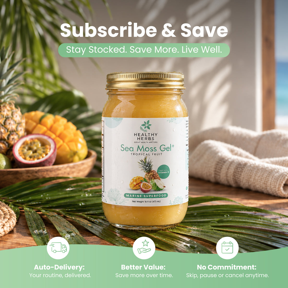 Tropical Sea Moss Gel 16oz | Wildcrafted & Vegan | Healthy Herbs Store