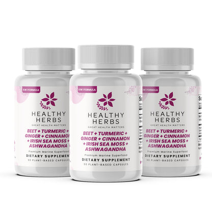 Healthy Herbs | Beet, Turmeric, Ginger, Cinnamon, Sea Moss Extract, and Ashwagandha - Cardiovascular Support