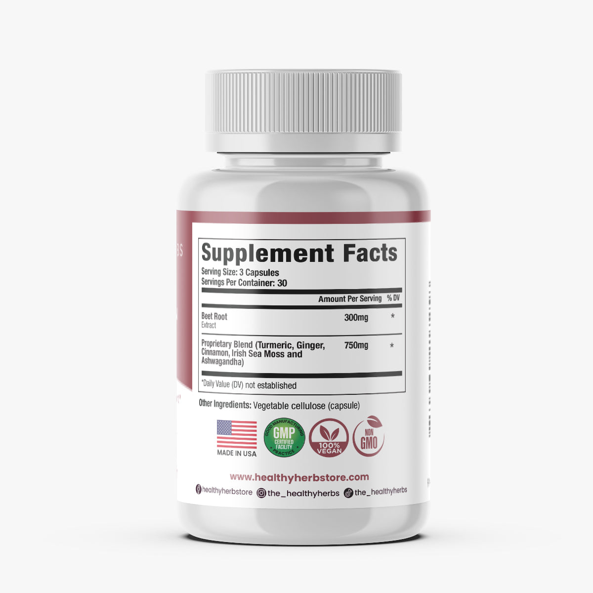 Beet Root, Turmeric, Ginger, Cinnamon, Sea Moss Extract, and Ashwagandha - Cardiovascular Support | Healthy Herbs