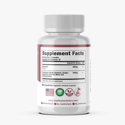 Beet Root, Turmeric, Ginger, Cinnamon, Sea Moss Extract, and Ashwagandha - Cardiovascular Support | Healthy Herbs