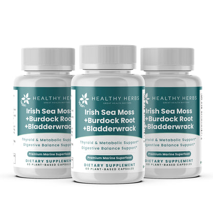 Healthy Herbs | Sea Moss, Burdock Root & Bladderwrack Capsules Capsules 900mg (60ct) 30-Servings