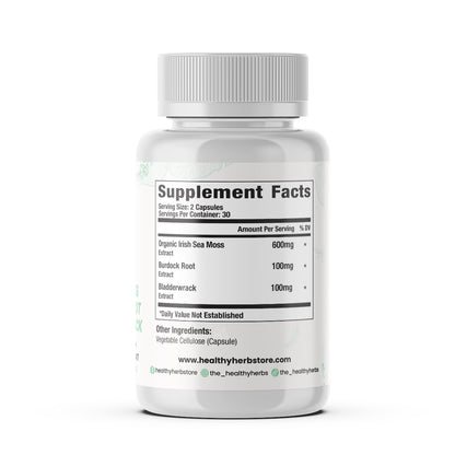 Healthy Herbs | Sea Moss, Burdock Root & Bladderwrack Capsules Capsules 900mg (60ct) 30-Servings