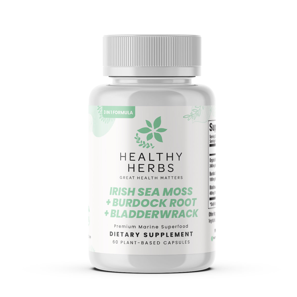 Healthy Herbs | Sea Moss, Burdock Root & Bladderwrack Capsules Capsules 900mg (60ct) 30-Servings