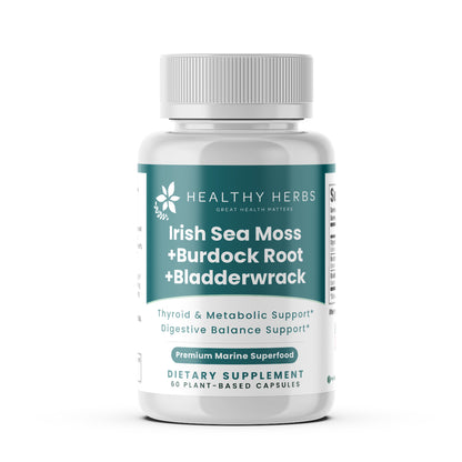 Healthy Herbs | Sea Moss, Burdock Root & Bladderwrack Capsules Capsules 900mg (60ct) 30-Servings