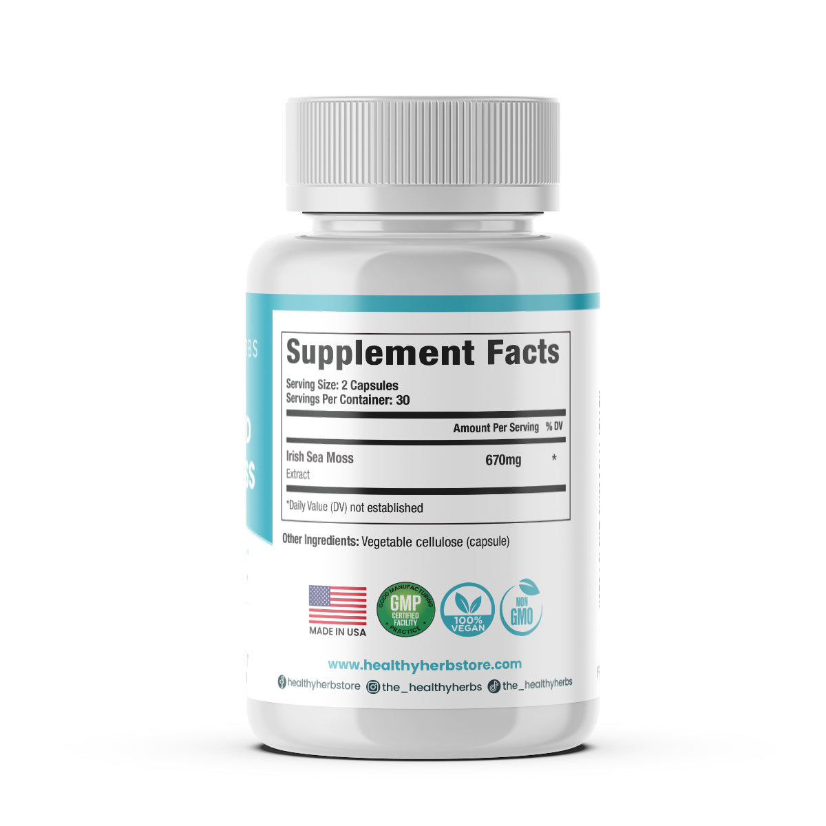 Healthy Herbs | Pure Sea Moss Capsules 670mg (60ct) 30-Servings