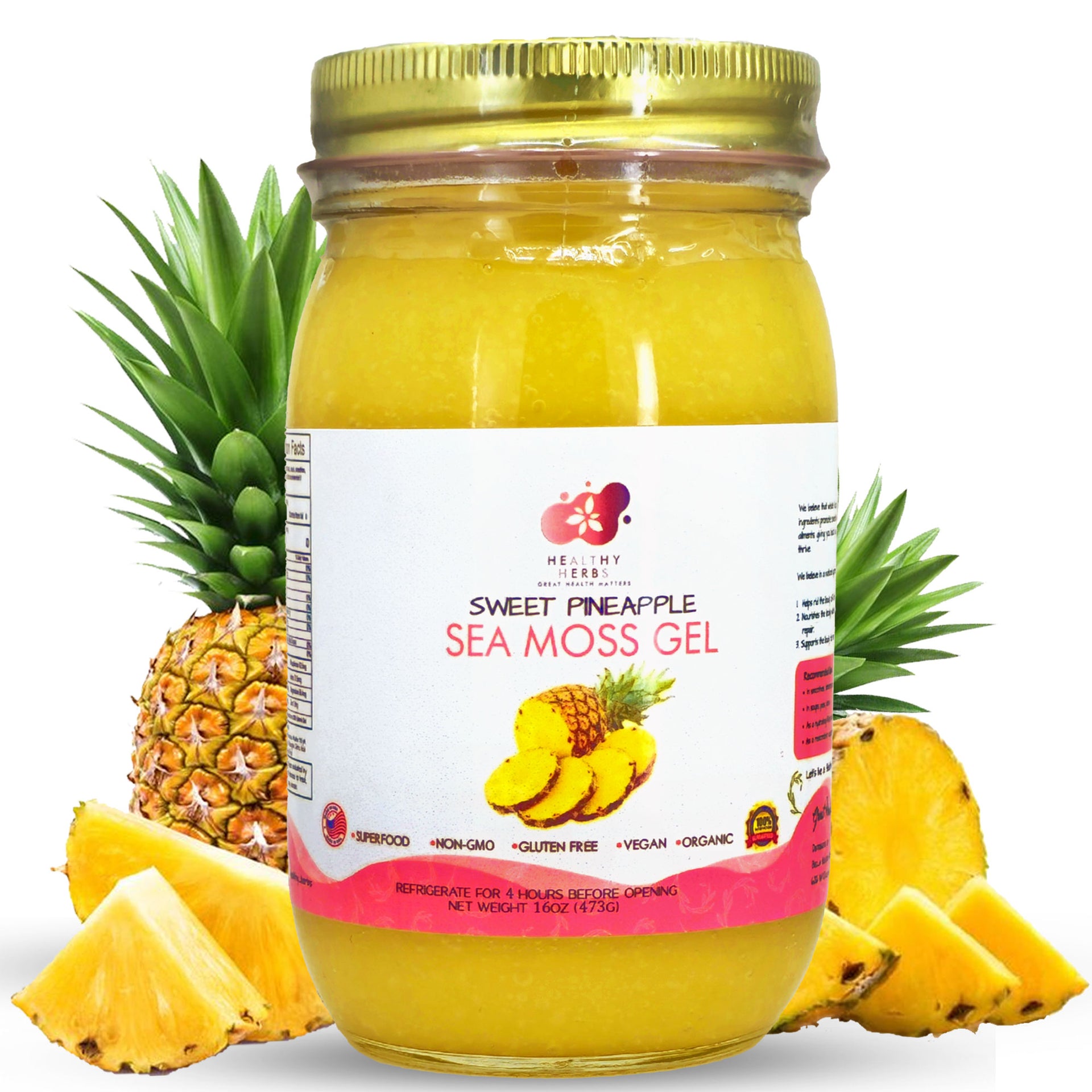 Healthy Herbs | Sea Moss Gel - Sweet Pineapple (16oz)