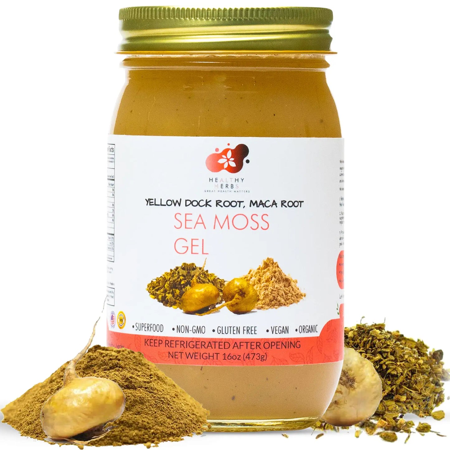 Healthy Herbs | Sea Moss Gel with Yellow Dock and Maca Root (16 oz)