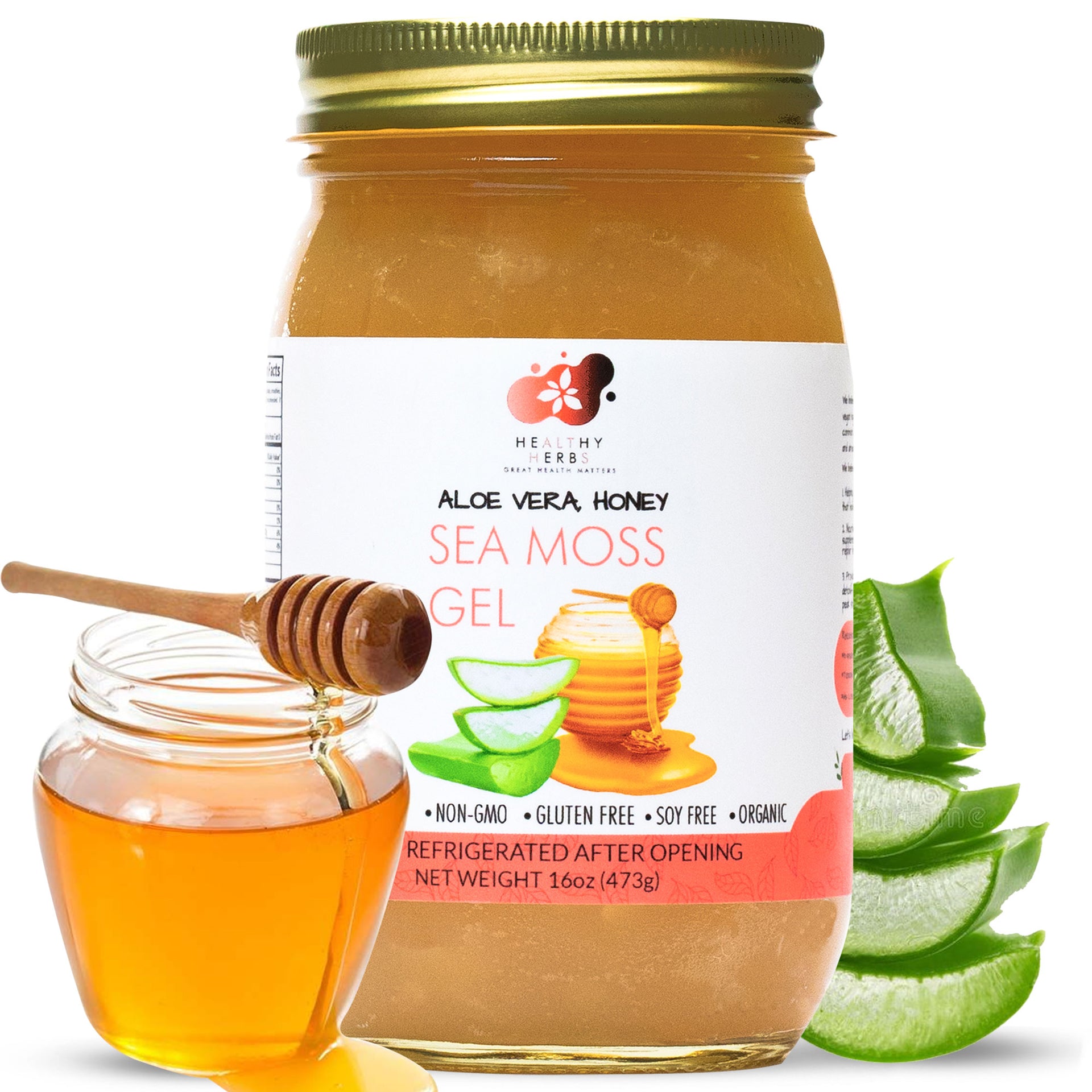 Healthy Herbs | Sea Moss Gel with Aloe Vera, and Raw Honey (16 oz)
