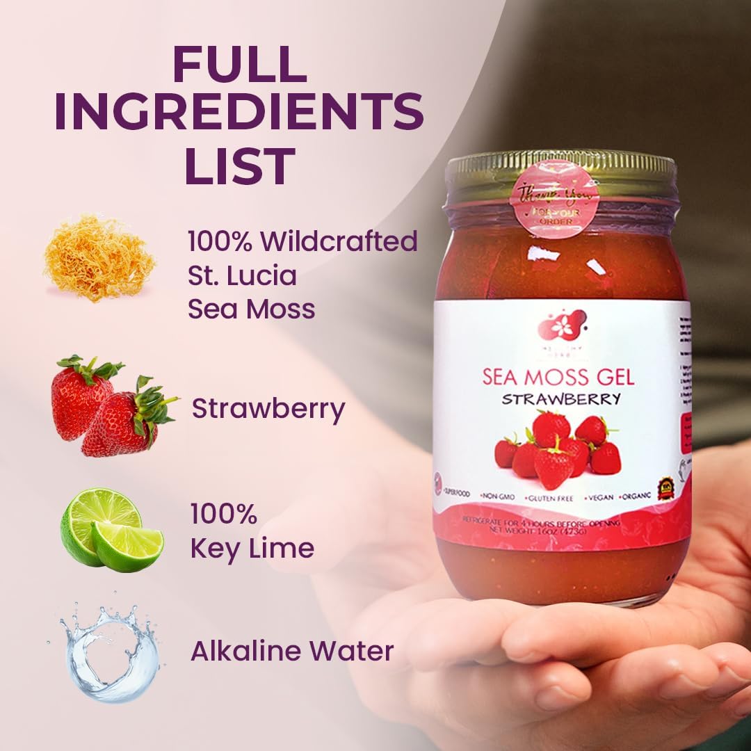 Healthy Herbs | Sea Moss Gel - Strawberry (16oz)