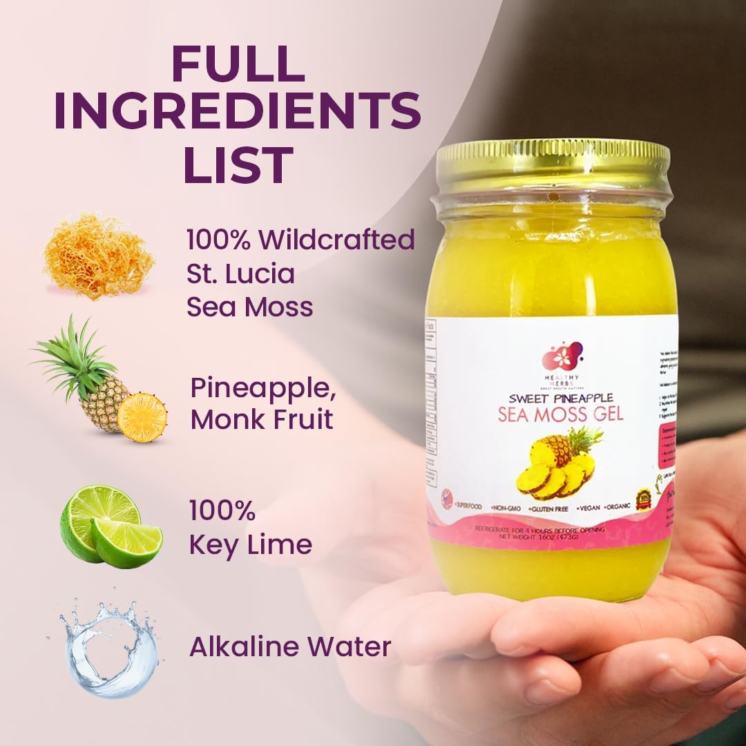 Healthy Herbs | Sea Moss Gel - Sweet Pineapple (16oz)