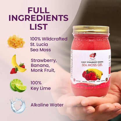 Healthy Herbs | Sea Moss Gel - Sweet Strawberry Banana (16oz)