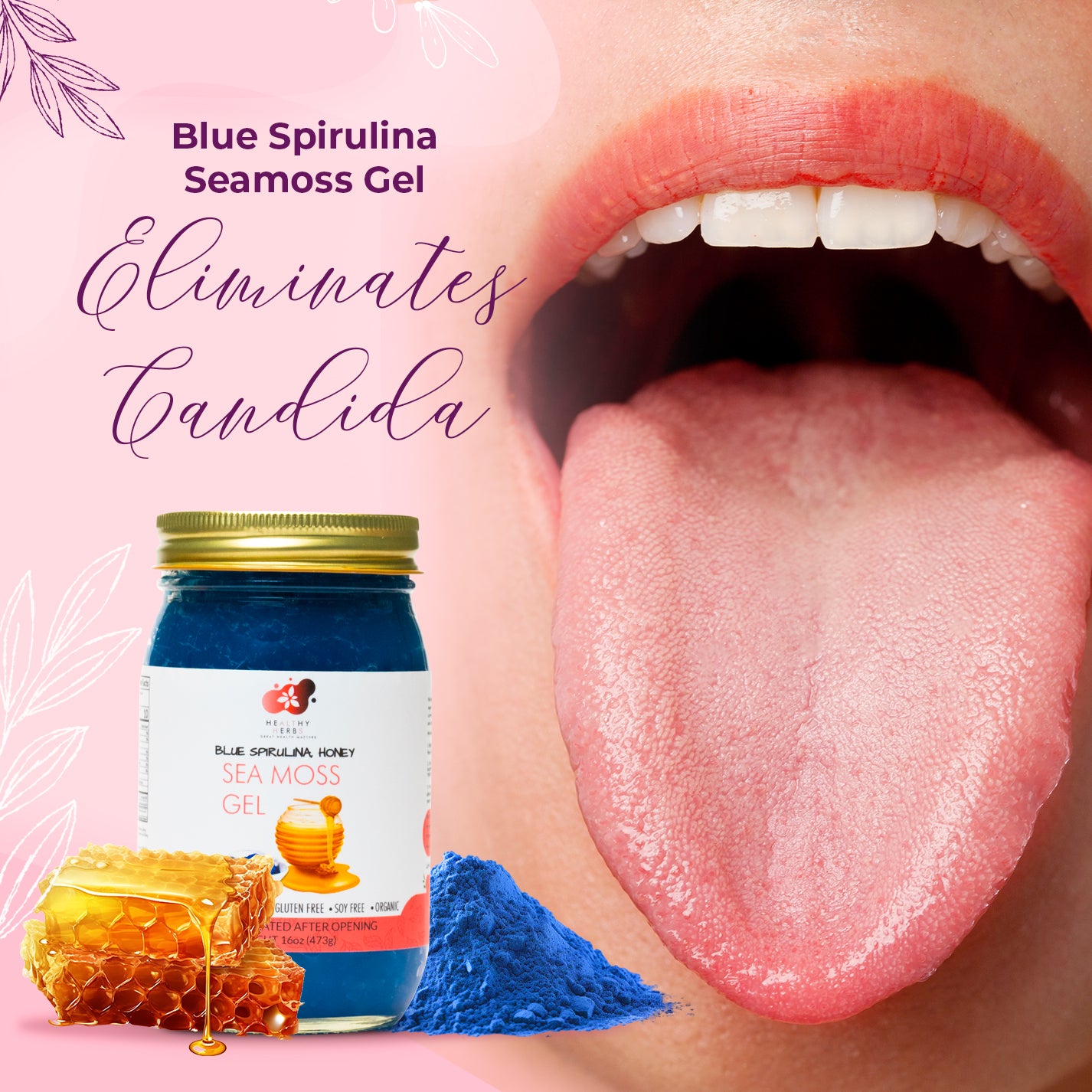 Sea Moss Gel with Blue Spirulina & Honey (16oz) – Healthy Herbs Store