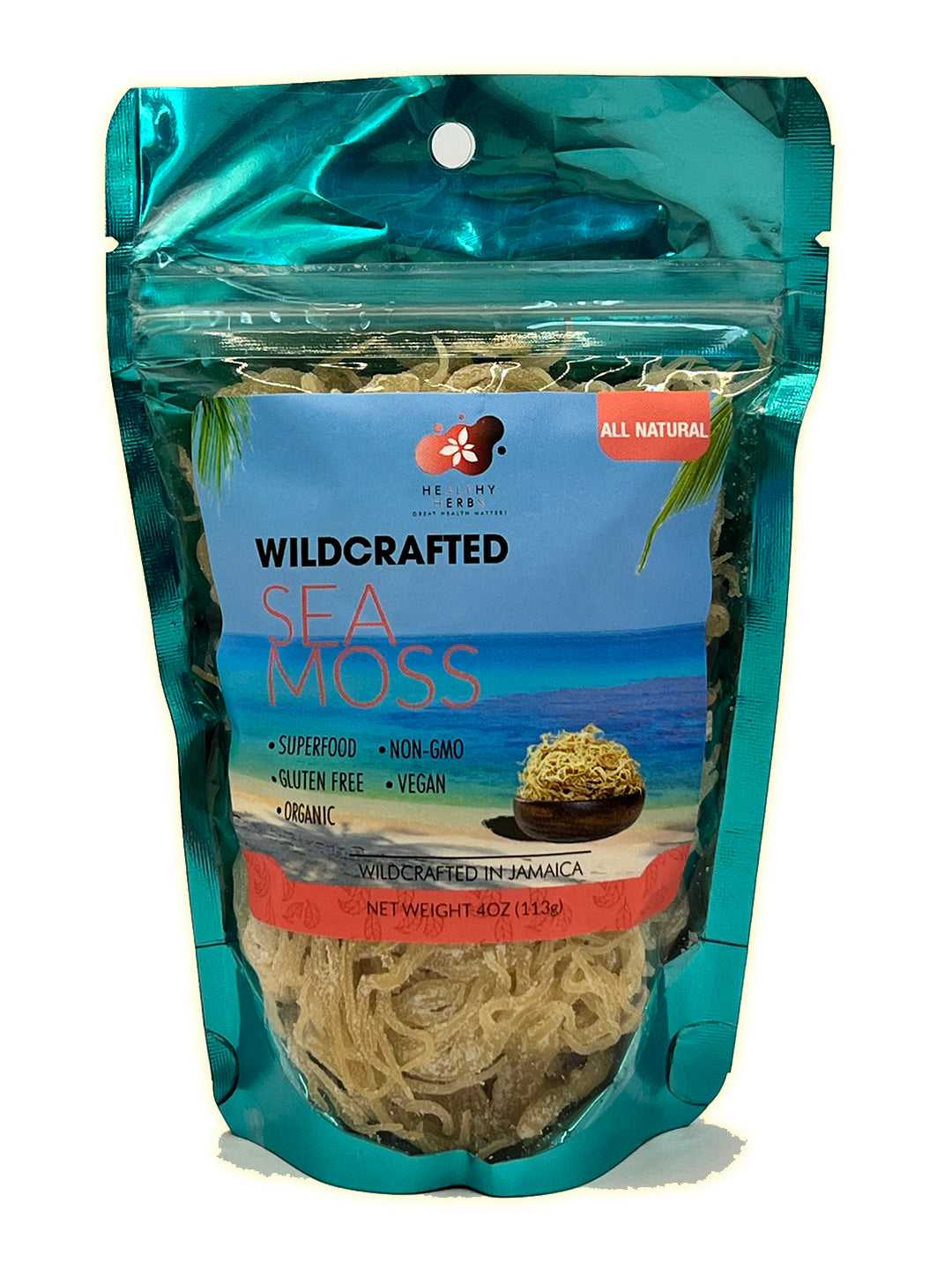 Healthy Herbs | Sea Moss Wildcrafted 100% Gold Jamaican Sea Moss (4oz)