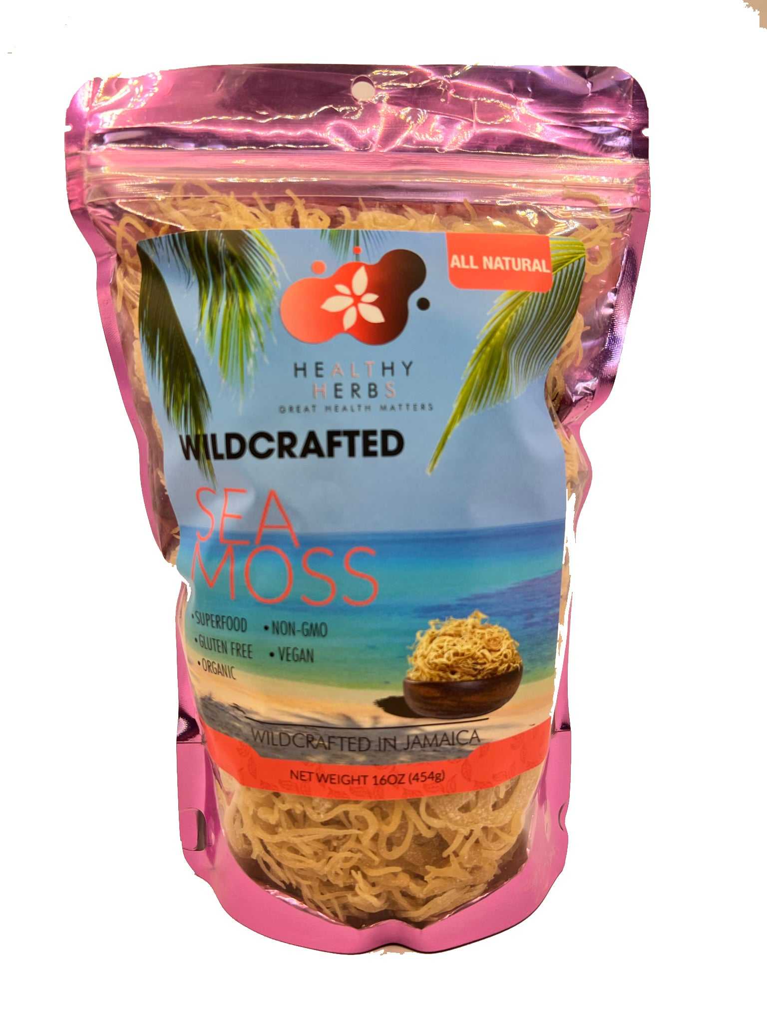 Healthy Herbs | Sea Moss Wildcrafted 100% Gold Jamaican Sea Moss (16oz)